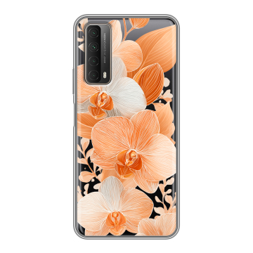 Силиконовый чехол на Huawei P Smart (2021) с принтом Бежевые цветы