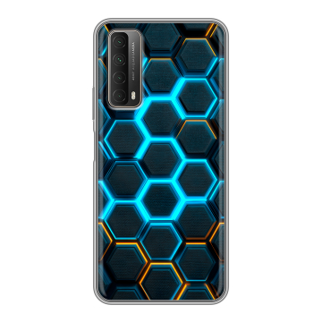 Силиконовый чехол на Huawei P Smart (2021) с принтом Неоновые соты