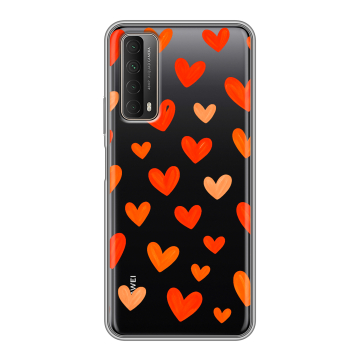 Силиконовый чехол на Huawei P Smart (2021) с принтом Сердечки