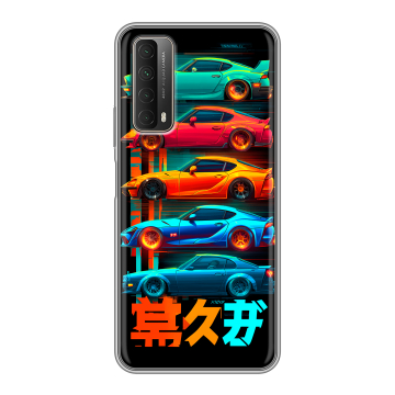 Силиконовый чехол на Huawei P Smart (2021) с принтом машины тачки