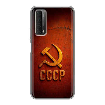Силиконовый чехол на Huawei P Smart (2021) с принтом Флаг Герб СССР
