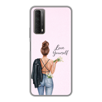 Силиконовый чехол на Huawei P Smart (2021) с принтом женский