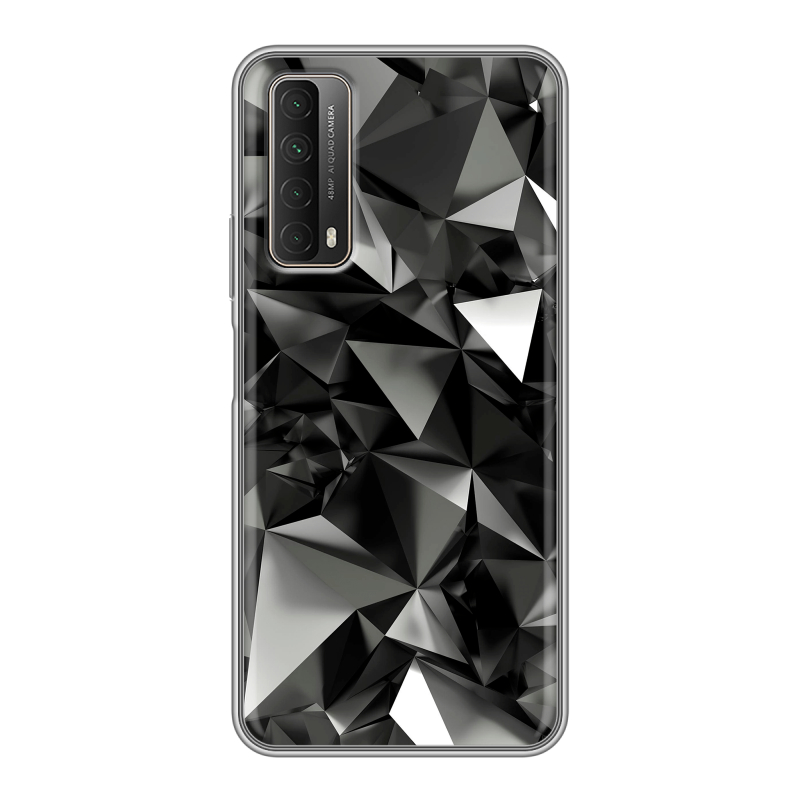 Силиконовый чехол на Huawei P Smart (2021) с принтом Черные кристаллы Силиконовый чехол на Huawei P Smart (2021) с принтом Черные кристаллы