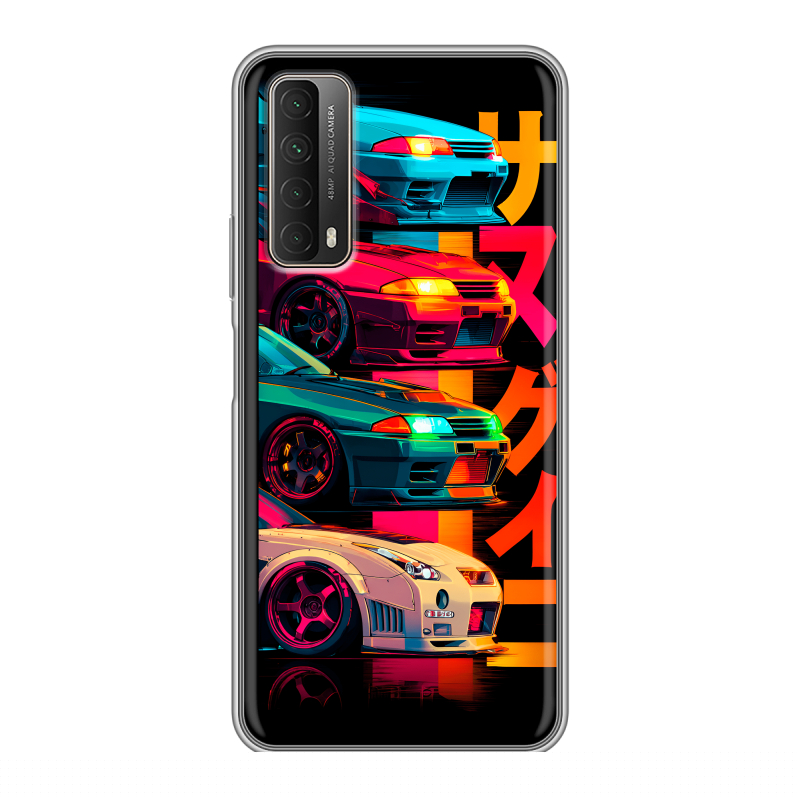 Силиконовый чехол на Huawei P Smart (2021) с принтом Гоночные машины Силиконовый чехол на Huawei P Smart (2021) с принтом Гоночные машины