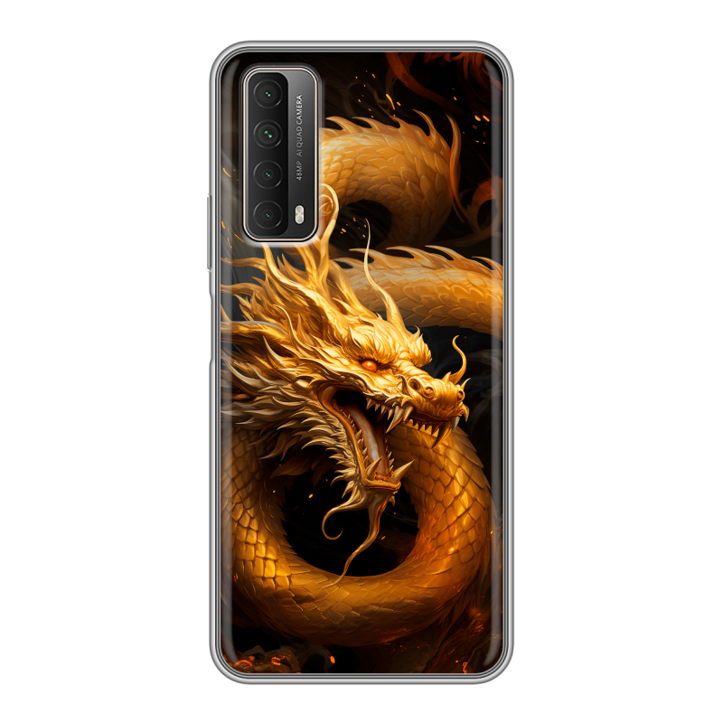 Силиконовый чехол на Huawei P Smart (2021) с принтом Золотой дракон Силиконовый чехол на Huawei P Smart (2021) с принтом Золотой дракон
