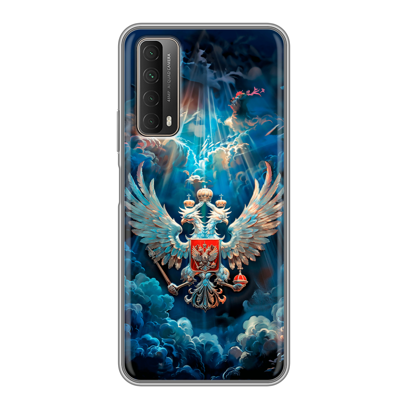 Силиконовый чехол на Huawei P Smart (2021) с принтом Герб флаг России Силиконовый чехол на Huawei P Smart (2021) с принтом Герб флаг России