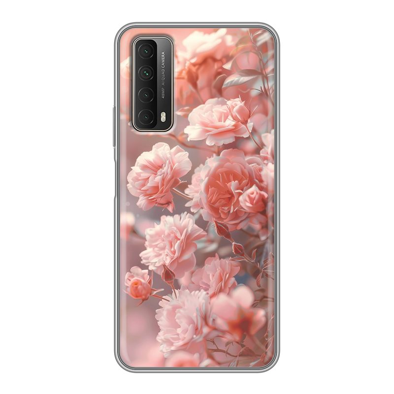 Силиконовый чехол на Huawei P Smart (2021) с принтом Розовые розы Силиконовый чехол на Huawei P Smart (2021) с принтом Розовые розы