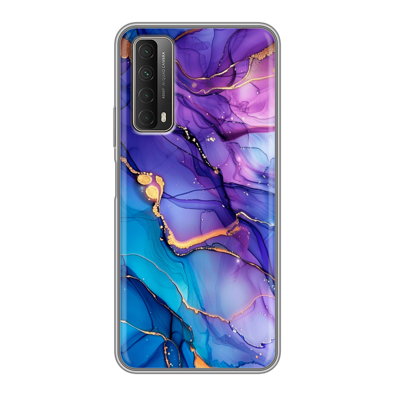 Силиконовый чехол на Huawei P Smart (2021) с принтом синий мрамор Силиконовый чехол на Huawei P Smart (2021) с принтом синий мрамор