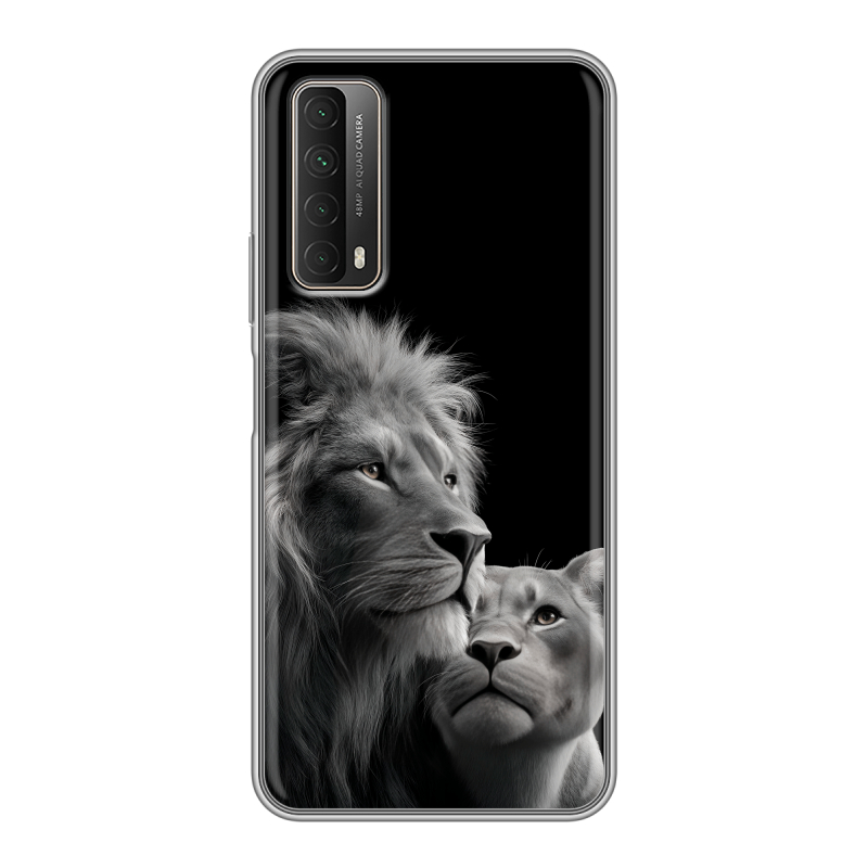 Силиконовый чехол на Huawei P Smart (2021) с принтом Лев кошки Силиконовый чехол на Huawei P Smart (2021) с принтом Лев кошки