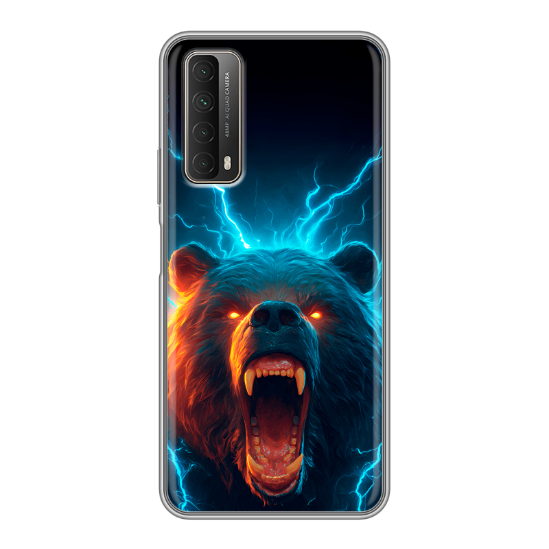 Силиконовый противоударный чехол на Huawei P Smart (2021) с принтом Медведь Силиконовый противоударный чехол на Huawei P Smart (2021) с принтом Медведь