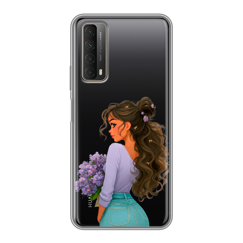 Силиконовый чехол на Huawei P Smart (2021) с принтом девушка цветы Силиконовый чехол на Huawei P Smart (2021) с принтом девушка цветы