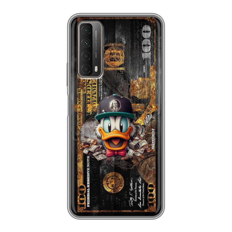 Силиконовый противоударный чехол на Huawei P Smart (2021) с принтом Дональд Дак Доллар Силиконовый противоударный чехол на Huawei P Smart (2021) с принтом Дональд Дак Доллар