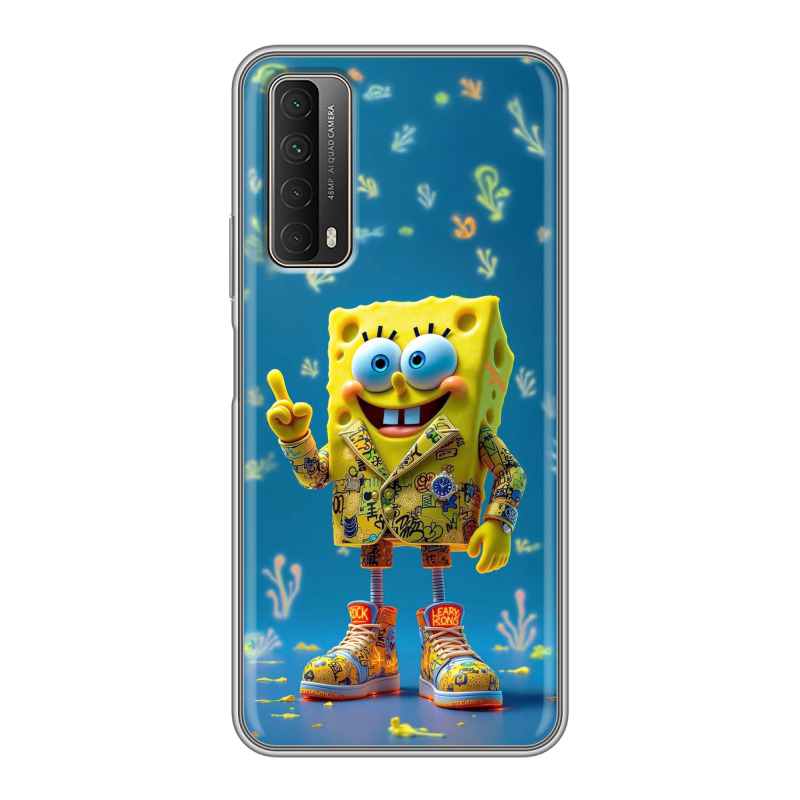 Силиконовый чехол на Huawei P Smart (2021) с принтом Спанч боб Спанчбоб Силиконовый чехол на Huawei P Smart (2021) с принтом Спанч боб Спанчбоб