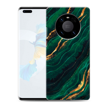 Силиконовый чехол на Huawei Mate 40 Pro с принтом Мрамор зеленое золото