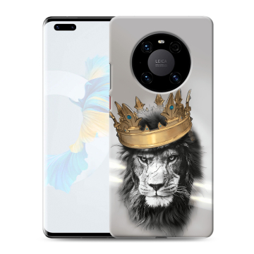 Силиконовый чехол на Huawei Mate 40 Pro с принтом Лев с короной