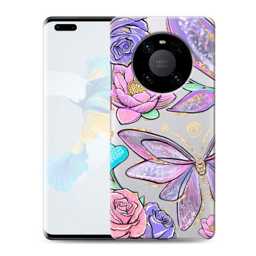 Силиконовый чехол на Huawei Mate 40 Pro с принтом Бабочки и цветы Силиконовый чехол на Huawei Mate 40 Pro с принтом Бабочки и цветы