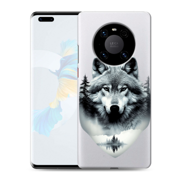Силиконовый чехол на Huawei Mate 40 Pro с принтом Волк в лесу Силиконовый чехол на Huawei Mate 40 Pro с принтом Волк в лесу