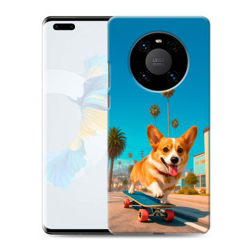 Силиконовый чехол на Huawei Mate 40 Pro с принтом Корги на скейте