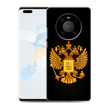 Силиконовый чехол на Huawei Mate 40 Pro с принтом Герб России желтый