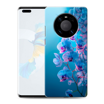 Силиконовый чехол на Huawei Mate 40 Pro с принтом голубые орхидеи Силиконовый чехол на Huawei Mate 40 Pro с принтом голубые орхидеи