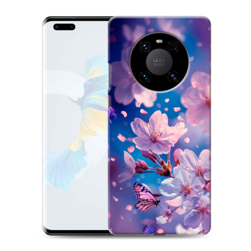 Силиконовый чехол на Huawei Mate 40 Pro с принтом цветы бабочки Силиконовый чехол на Huawei Mate 40 Pro с принтом цветы бабочки