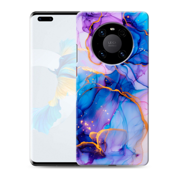 Силиконовый чехол на Huawei Mate 40 Pro с принтом синий мрамор