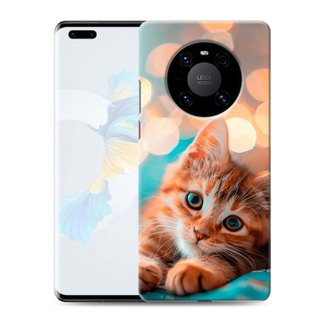 Силиконовый чехол на Huawei Mate 40 Pro с принтом котик Силиконовый чехол на Huawei Mate 40 Pro с принтом котик