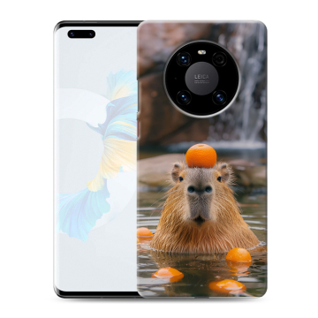 Силиконовый чехол на Huawei Mate 40 Pro с принтом Капибара с апельсином