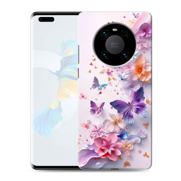 Силиконовый чехол на Huawei Mate 40 Pro с принтом цветы бабочки Силиконовый чехол на Huawei Mate 40 Pro с принтом цветы бабочки