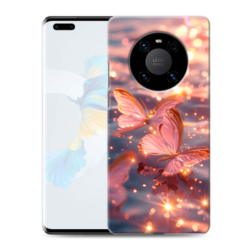Силиконовый чехол на Huawei Mate 40 Pro с принтом бабочки розовые