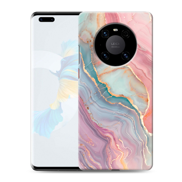 Силиконовый чехол на Huawei Mate 40 Pro с принтом розовый мрамор