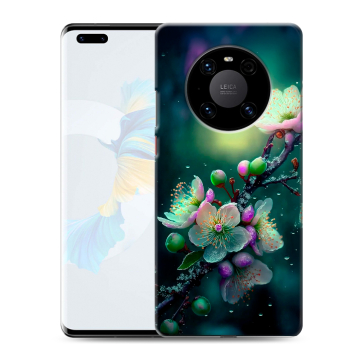 Силиконовый чехол на Huawei Mate 40 Pro с принтом Цветы и мрамор Силиконовый чехол на Huawei Mate 40 Pro с принтом Цветы и мрамор