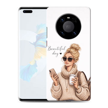 Силиконовый чехол на Huawei Mate 40 Pro с принтом женский