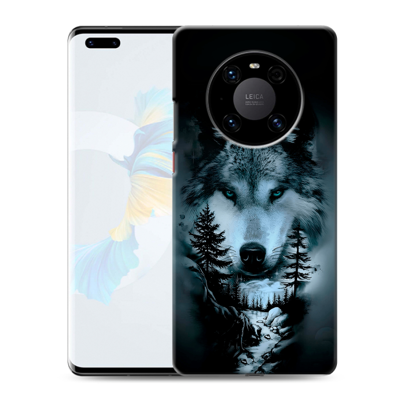 Пластиковый чехол на Huawei Mate 40 Pro с принтом Лесной волк Пластиковый чехол на Huawei Mate 40 Pro с принтом Лесной волк