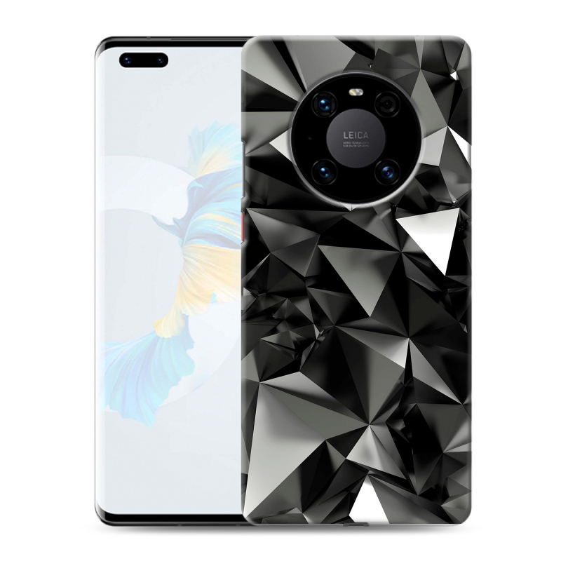 Силиконовый противоударный чехол на Huawei Mate 40 Pro с принтом Черные кристаллы Силиконовый противоударный чехол на Huawei Mate 40 Pro с принтом Черные кристаллы