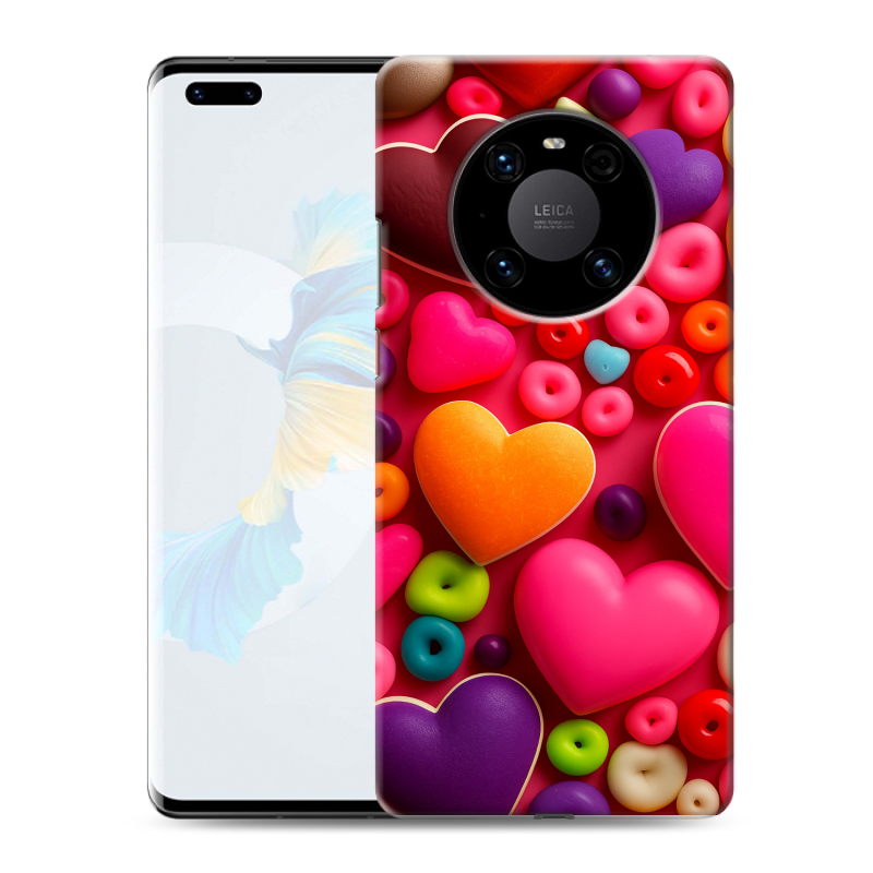 Силиконовый чехол на Huawei Mate 40 Pro с принтом Сердечки Силиконовый чехол на Huawei Mate 40 Pro с принтом Сердечки