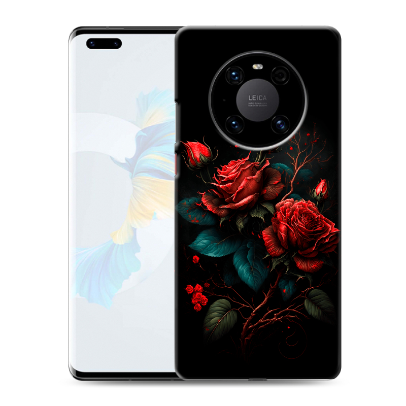 Силиконовый чехол на Huawei Mate 40 Pro с принтом Розы красные Силиконовый чехол на Huawei Mate 40 Pro с принтом Розы красные