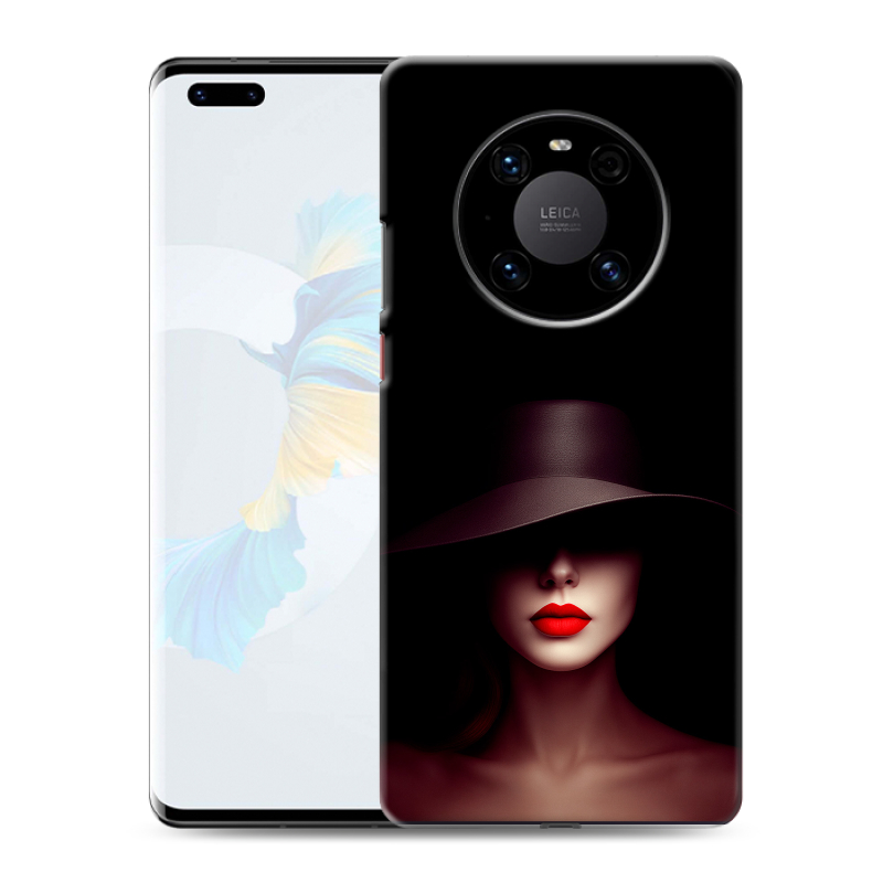 Пластиковый чехол на Huawei Mate 40 Pro с принтом Девушка в шляпе Пластиковый чехол на Huawei Mate 40 Pro с принтом Девушка в шляпе