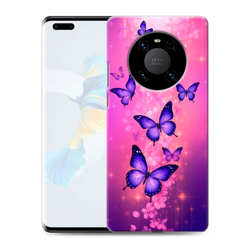 Силиконовый противоударный чехол на Huawei Mate 40 Pro с принтом Бабочки Силиконовый противоударный чехол на Huawei Mate 40 Pro с принтом Бабочки