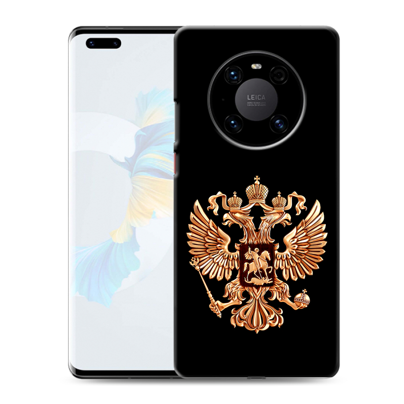 Силиконовый чехол на Huawei Mate 40 Pro с принтом Герб России золотой Силиконовый чехол на Huawei Mate 40 Pro с принтом Герб России золотой