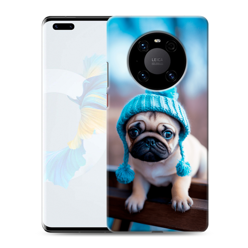 Силиконовый чехол на Huawei Mate 40 Pro с принтом Мопс в шапке Силиконовый чехол на Huawei Mate 40 Pro с принтом Мопс в шапке