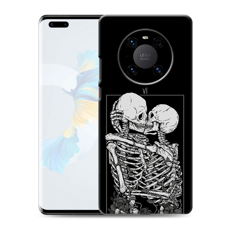 Силиконовый противоударный чехол на Huawei Mate 40 Pro с принтом Поцелуй скелетов Силиконовый противоударный чехол на Huawei Mate 40 Pro с принтом Поцелуй скелетов