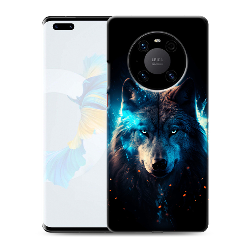 Силиконовый противоударный чехол на Huawei Mate 40 Pro с принтом Волк ночной Силиконовый противоударный чехол на Huawei Mate 40 Pro с принтом Волк ночной