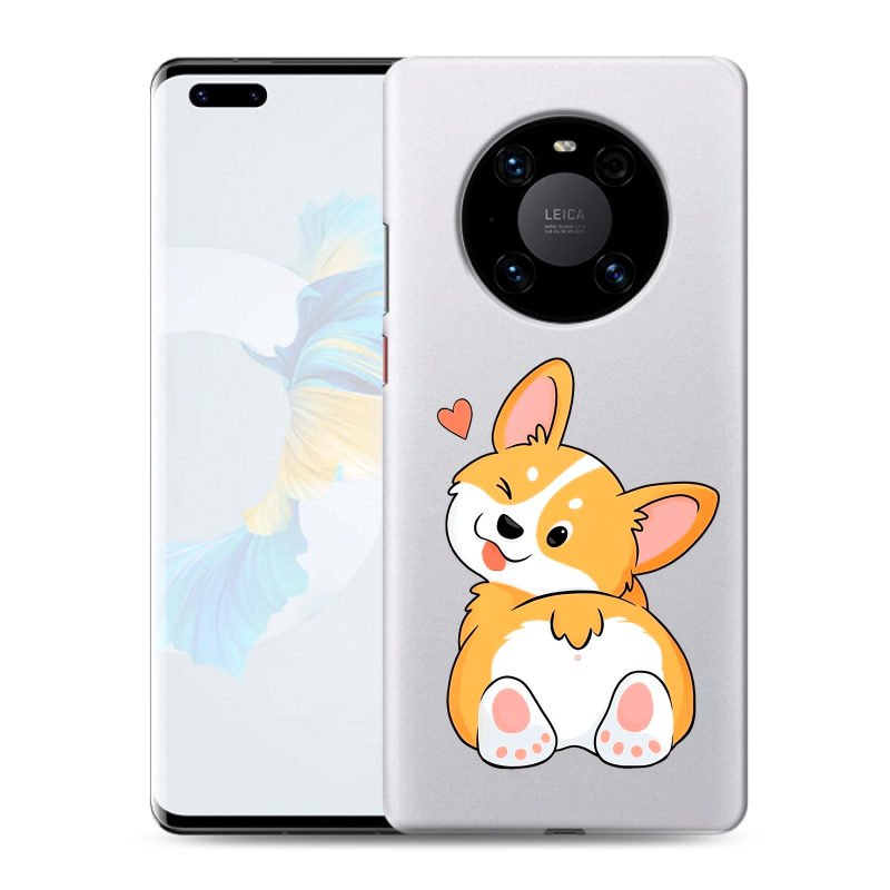 Пластиковый чехол на Huawei Mate 40 Pro с принтом Корги Пластиковый чехол на Huawei Mate 40 Pro с принтом Корги