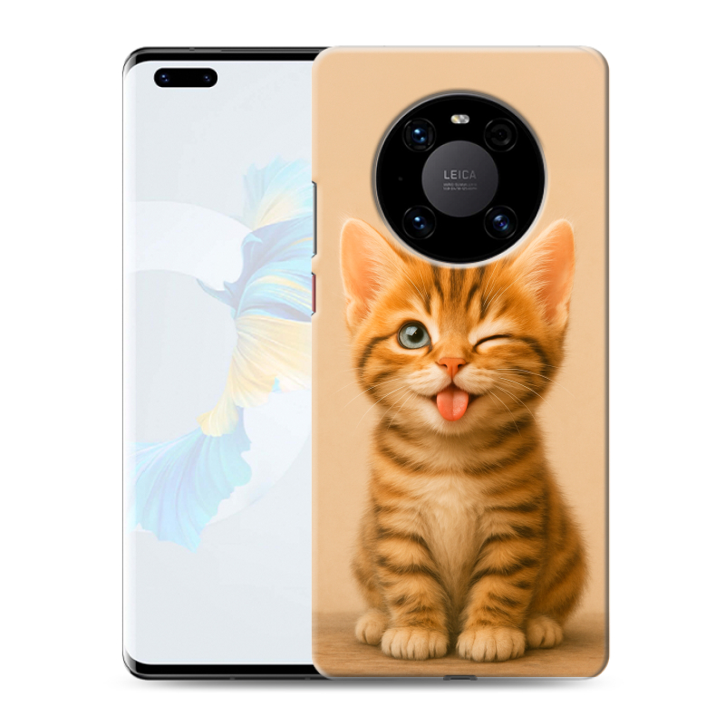 Силиконовый противоударный чехол на Huawei Mate 40 Pro с принтом котенок Силиконовый противоударный чехол на Huawei Mate 40 Pro с принтом котенок