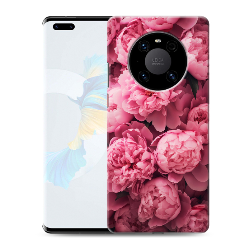 Силиконовый чехол на Huawei Mate 40 Pro с принтом цветы пионы Силиконовый чехол на Huawei Mate 40 Pro с принтом цветы пионы