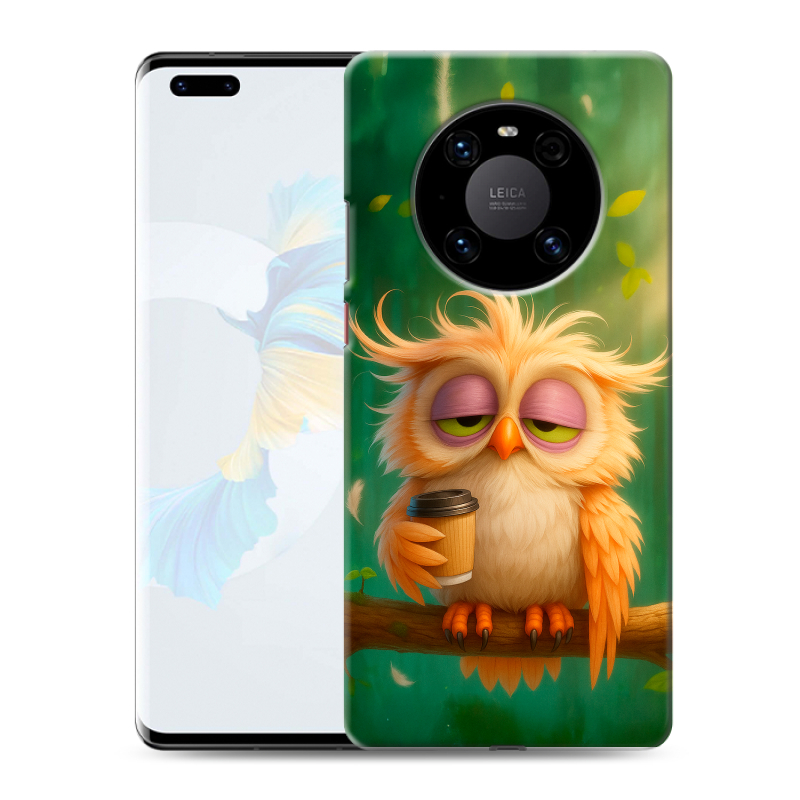 Силиконовый противоударный чехол на Huawei Mate 40 Pro с принтом сова Силиконовый противоударный чехол на Huawei Mate 40 Pro с принтом сова