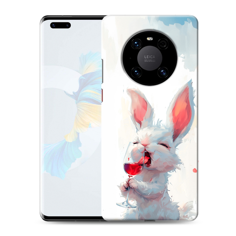 Силиконовый противоударный чехол на Huawei Mate 40 Pro с принтом кролик зайчик Силиконовый противоударный чехол на Huawei Mate 40 Pro с принтом кролик зайчик
