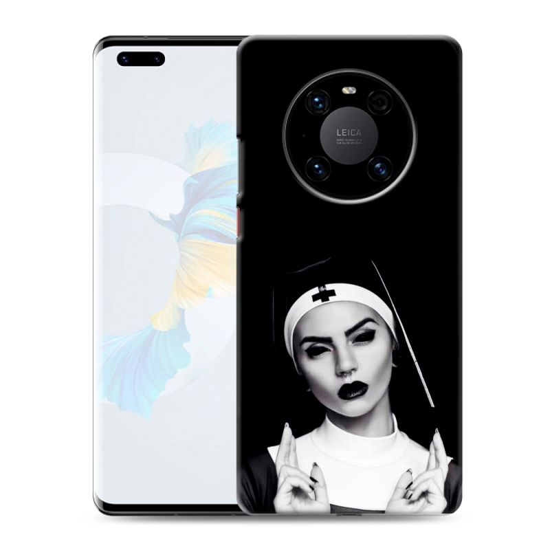 Пластиковый чехол на Huawei Mate 40 Pro с принтом монашка Пластиковый чехол на Huawei Mate 40 Pro с принтом монашка