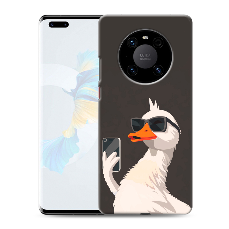 Силиконовый противоударный чехол на Huawei Mate 40 Pro с принтом утка в очках Силиконовый противоударный чехол на Huawei Mate 40 Pro с принтом утка в очках